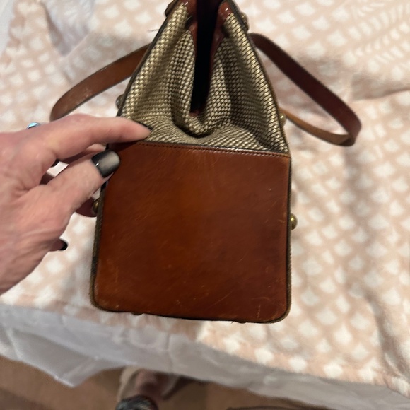 John Romain Vintage Tweed/Leather Satchel Bag - Picture 5 of 11